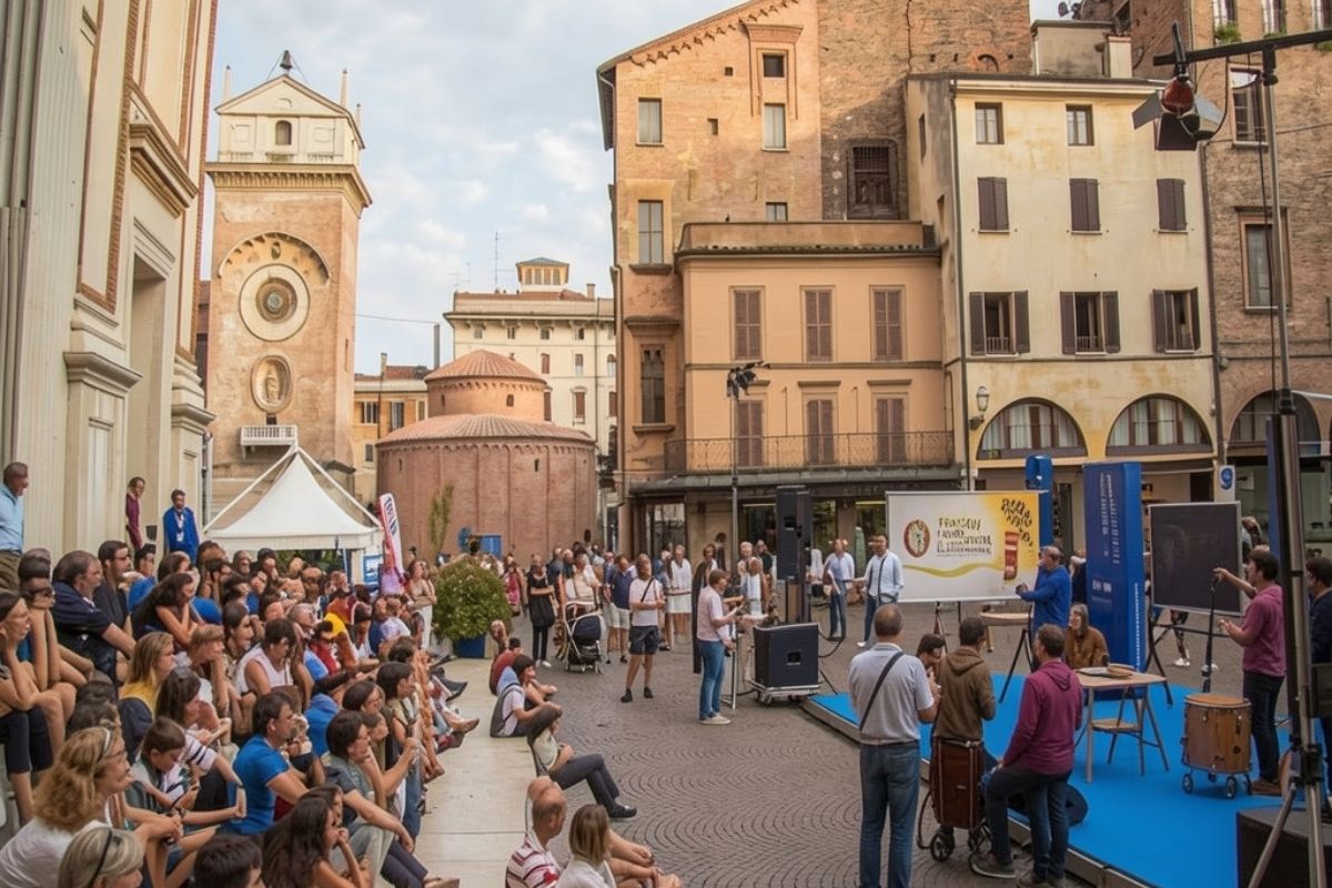 Persone che partecipano al Festival della Letteratura a Mantova